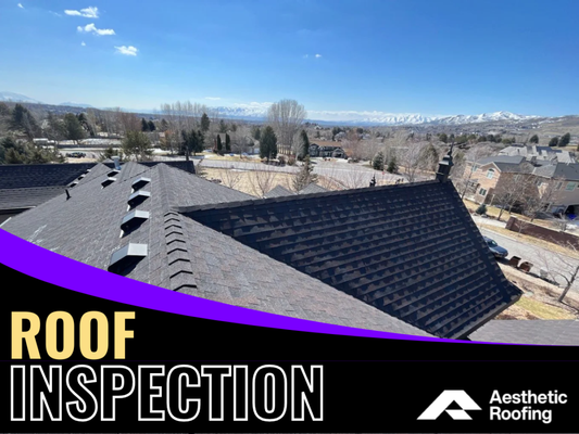 Roof Inspection - Your roof protects everything beneath it, but many roofing problems develop long before they're visible from the ground. Small issues like damaged flashing, loose shingles, minor leaks, or poor ventilation can quietly lead to costly structural damage if left untreated. At Aesthetic Roofing, our professional roof inspection service is designed to identify these problems early, giving homeowners a complete understanding of their roof's condition through our complimentary Roof Health Report.

Every roof inspection begins with a thorough, systematic assessment of your roofing system. Our experienced professionals examine all critical roof components, including shingles, flashing, vents, valleys, ridge caps, penetrations, gutters, and drainage systems. When accessible, we also inspect the attic to evaluate ventilation, moisture intrusion, insulation, and signs of hidden water damage that may not be visible from the exterior. Every finding is carefully documented with detailed photographs to provide a complete picture of your roof's health.

Unlike a quick visual estimate, our Roof Health Report provides homeowners with a comprehensive evaluation backed by years of roofing experience throughout Northern Utah. We identify both obvious and subtle signs of deterioration that could shorten your roof's lifespan, helping you address concerns before they become major repairs or require a complete roof replacement. The report includes a clear condition summary, professional recommendations, transparent pricing options, and guidance on the best next steps for your specific situation.

Routine roof inspections are one of the most effective ways to protect your investment. Over time, harsh weather conditions such as heavy snowfall, hail, high winds, freeze-thaw cycles, and prolonged UV exposure gradually wear down roofing materials. Even newer roofs can develop damage after severe storms or unexpected impacts from debris. By scheduling regular inspections, homeowners can identify developing issues early, minimize repair costs, and extend the overall lifespan of their roofing system.

A professional roof inspection is recommended in several situations. Homeowners should consider scheduling an inspection after a major wind or hailstorm, before buying or selling a home, if they notice water stains on ceilings or walls, missing or curling shingles, granules collecting in gutters, sagging roof sections, or if their roof is more than 15 years old. Even when no visible damage exists, periodic inspections provide peace of mind and help ensure your roof continues performing as intended.

If storm damage is discovered during the inspection, our team provides detailed documentation that may help support your insurance claim. We photograph damaged areas, prepare a written assessment, and clearly outline the scope of recommended repairs or replacement. While coverage decisions remain with your insurance provider, our thorough reporting helps ensure your roof's condition is accurately documented throughout the claims process.

At Aesthetic Roofing, we believe homeowners deserve honest recommendations—not unnecessary sales pressure. After completing your Roof Health Report, we walk you through every finding using the inspection photos, explain the condition of your roof in straightforward terms, and answer any questions you may have. If repairs are all that's needed, we'll recommend repairs. If replacement provides better long-term value, we'll explain why. Our goal is to help you make an informed decision based on facts, not assumptions.

Our experienced roofing professionals inspect all major residential roofing systems, including asphalt shingles, metal roofing, and flat roofs. Every inspection follows manufacturer recommendations and industry best practices, ensuring that each roofing system is evaluated according to its specific design and performance requirements. This detailed approach allows us to identify issues that generic inspections often overlook.

As a GAF Master Elite® contractor, Aesthetic Roofing is recognized among the top roofing professionals in the country for quality workmanship, ongoing training, and adherence to manufacturer installation standards. Homeowners throughout Northern Utah trust our team because we provide accurate assessments, transparent communication, and dependable roofing expertise backed by years of hands-on experience.

Most residential roof inspections take approximately 45 to 60 minutes, depending on the size and complexity of the home. After the inspection is complete, you'll receive your photo-documented Roof Health Report outlining your roof's current condition, any areas requiring attention, and practical recommendations for maintaining or restoring your roofing system. There is never any obligation to move forward with repairs or replacement after the inspection.