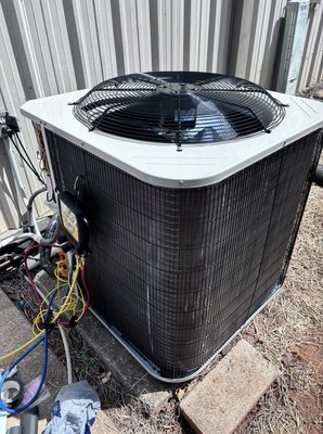Condenser Installation - This installation took place at a restaurant in Huntsville. The customer initially communicated symptoms of a worn out compressor. After several attempts to get the compressor to start, the customer decided to change the condenser in lieu of changing the compressor.