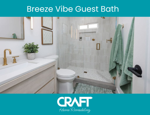 Guest Bathroom Remodel - Take a look at this breeze-vibe guest bathroom remodel by Craft Home Remodeling! We updated the old bath space to give it a new design, including a vanity, modern fixtures, and a sleek shower. The result is a functional bathroom that perfectly complements the rest of the home. Guest Bathroom Remodel - Take a look at this breeze-vibe guest bathroom remodel by Craft Home Remodeling! We updated the old bath space to give it a new design, including a vanity, modern fixtures, and a sleek shower. The result is a functional bathroom that perfectly complements the rest of the home.