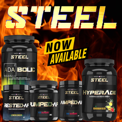 STEEL SUPPLEMENTS - Steel Supplements is our top selling brand. Amped Pre Workout and Pumped AF is our customers go to Steel Stack for the ultimate pump. Adabolic is the perfect pre workout, intra workout, or post workout product. Get the rest you deserve with Rested-Af. All these and the entire Steel Supplement line are available only at Legacy Supplements & Nutrition. STEEL SUPPLEMENTS - Steel Supplements is our top selling brand. Amped Pre Workout and Pumped AF is our customers go to Steel Stack for the ultimate pump. Adabolic is the perfect pre workout, intra workout, or post workout product. Get the rest you deserve with Rested-Af. All these and the entire Steel Supplement line are available only at Legacy Supplements & Nutrition.