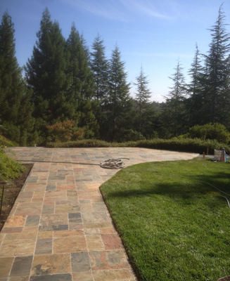 Slate & Flagstone - Flagstone is one of the best materials for patios primarily due to its narrow packed joints that allow water to permeate instead of running off. Flagstone patios also have a very natural, organic look due to their shape and earthy shades of browns, reds, grays and blues... Flagstone provides a durable and naturally slip-resistant patio surface that will last for years.