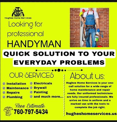 Drywall Installation, Tile Installation, Etc - Here at Hughes Home Services, we have the experience to help you with whatever you may need to get done in your home. Call us today for a free estimate: (760) 797-5434