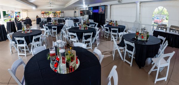 Private Events - Paradise Park offers a diverse array of private events catering to groups of 10 to 1800 guests. The venue boasts multiple event spaces, including the 5000-square-foot pavilion banquet center, an intimate fireside patio, and private meeting rooms. Throughout the year, they host an extensive range of events such as corporate gatherings, Bar and Bat Mitzvahs, receptions, showers, family reunions, birthday parties, field trips, team banquets, religious functions, community events, fundraisers, and more.

The highlight of Paradise Park is undeniably its stunning 5,000-square-foot pavilion banquet center. Picture commemorating your special moments amidst sheer elegance and convenience. The space is fully equipped with a top-tier bar, state-of-the-art audio-visual systems, and customizable lighting to create the perfect ambiance. For both comfort and adaptability, the center features cathedral-style drop-down walls and expansive industrial-grade ceiling fans. Additionally, guests can relish the welcoming outdoor patio, complemented by two natural gas fireplaces that infuse gatherings with warmth and intimacy.

Paradise Park stands as a premier venue, hosting an impressive average of 400-500 events annually. From educational field trips and community engagements with local non-profits to lively summer concerts, milestone celebrations, wedding receptions, and more – this destination has solidified its reputation for crafting unforgettable experiences. Their expertise in event planning has honed in on the precise needs and desires of clients: an adept culinary team to tantalize taste buds, professional hosts and bartenders to elevate experiences, and a dedicated event manager to expertly guide families through every step of the process.

At Paradise Park, the pursuit of treasured moments knows no boundaries. Discover the ideal venue for an unforgettable event and mark your special occasion in unparalleled style. Experience the enchantment of Paradise Park as it transforms dreams into cherished realities!