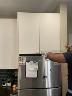 Cabinet and dust - Dust cleaning behind fridge and cabinet cleaning Cabinet and dust - Dust cleaning behind fridge and cabinet cleaning