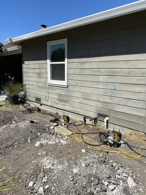 Foundation Underpinning Design, Pleasant Hill, CA - Project Highlights

Project Size: 1,175 SF

Project status: Constriction Complete 10/23

Original Construction: 1950

Differential Movement: 3.3 Inches 

Stabilization Method: Stabilized & leveled with 13 piers

hausheperd recently worked with a contractor to assist a homeowner in Pleasant Hill, CA who experienced settling of their home and interior distress as a result in the form of sloping floors and cracks throughout the interior. 

The team assessed the damage and provided recommendations for repair. hausheperd worked closely with the contractor to find a solution and underpinning design that was cost effective, addressed the needs of the client, and could be constructed in a reasonable timeframe. haushepherd developed a construction plan set and assembled supporting calculations for permitting the project. Support was also provided on site to ensure proper installation per the plans and specifications.

This foundation stabilization project (underpinning) was designed by haushepherd and constructed by a local foundation repair contractor.  We can provide on-site assessments to determine the condition of your home and provide follow-up design services if needed. Included with assessment reports are construction company references with whom you can work with independently or create a project team with haushepherd similar to this recent project in Contra Costa County.