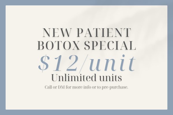 Botox Special - First Time Patients Only - Say goodbye to wrinkles with our exclusive $12 Botox
Special! Take advantage of this amazing deal.
(First-time patients only)