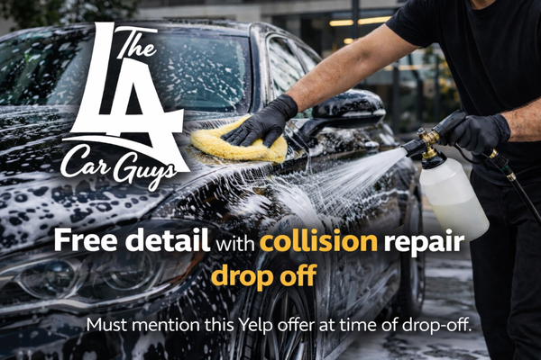 Free detail for collision repairs! - Enjoy a complimentary full interior and exterior detail when you drop off your vehicle for collision repairs, so your car comes back clean, fresh, and ready to go. Please be sure to mention or show the Yelp post to qualify. Free detail for collision repairs! - Enjoy a complimentary full interior and exterior detail when you drop off your vehicle for collision repairs, so your car comes back clean, fresh, and ready to go. Please be sure to mention or show the Yelp post to qualify.
