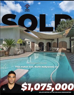 Finding Value in North Hollywood - My clients were searching for a property that offered both lifestyle and long-term value. After carefully analyzing multiple opportunities, we identified this North Hollywood home as the right fit due to its desirable location, spacious layout, and resort-style backyard featuring a private pool and outdoor entertainment area.
Throughout the transaction, my role was to protect my clients' interests, negotiate strategically, and ensure they were making a sound financial decision. From evaluating market value and comparable sales to navigating inspections and negotiations, I worked to help them secure the best possible terms while avoiding costly mistakes.
The result was a successful purchase of a property that checked all the boxes: location, amenities, and future upside. Most importantly, my clients felt confident knowing they had an advocate guiding them through every step of the process.
Successfully represented the buyer in the acquisition of this North Hollywood property, helping them secure a home that matched both their lifestyle goals and investment objectives.
Represented Buyer | Purchase Price: $1,075,000
Mo Soliman | eXp Luxury
📞 (310) 749-2272
📧 askmo@therafehgroup.com Finding Value in North Hollywood - My clients were searching for a property that offered both lifestyle and long-term value. After carefully analyzing multiple opportunities, we identified this North Hollywood home as the right fit due to its desirable location, spacious layout, and resort-style backyard featuring a private pool and outdoor entertainment area.
Throughout the transaction, my role was to protect my clients' interests, negotiate strategically, and ensure they were making a sound financial decision. From evaluating market value and comparable sales to navigating inspections and negotiations, I worked to help them secure the best possible terms while avoiding costly mistakes.
The result was a successful purchase of a property that checked all the boxes: location, amenities, and future upside. Most importantly, my clients felt confident knowing they had an advocate guiding them through every step of the process.
Successfully represented the buyer in the acquisition of this North Hollywood property, helping them secure a home that matched both their lifestyle goals and investment objectives.
Represented Buyer | Purchase Price: $1,075,000
Mo Soliman | eXp Luxury
📞 (310) 749-2272
📧 askmo@therafehgroup.com