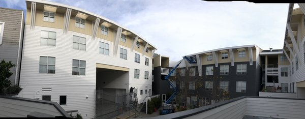 City of San Francisco, building 30 units, complete exterior paint - This is a building of 30 units located of the City San Francisco , complete exterior painting project , equipment use , scaffolds, boom lift and ladders.
The process description:
-pressure washing
-scraping, sanding all peeling and flaking paint
-removal all dry rot trim and install new wood
-primer base applied base in complete exterior
-caulking and patching
-replace and install of metal flashing
-roustolium primer in rousting areas
-finish paint applied in complete exterior City of San Francisco, building 30 units, complete exterior paint - This is a building of 30 units located of the City San Francisco , complete exterior painting project , equipment use , scaffolds, boom lift and ladders.
The process description:
-pressure washing
-scraping, sanding all peeling and flaking paint
-removal all dry rot trim and install new wood
-primer base applied base in complete exterior
-caulking and patching
-replace and install of metal flashing
-roustolium primer in rousting areas
-finish paint applied in complete exterior