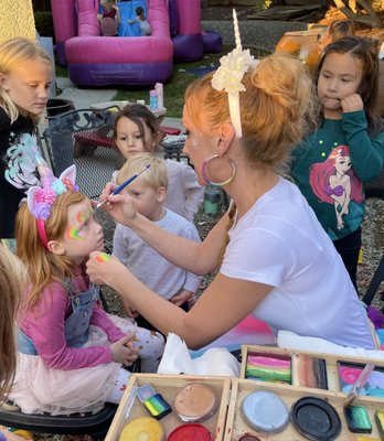 Unicorn Parties are a hit! - Dazzle and inspire with a unicorn character, face painting and horn making. Its a magical time for all. Unicorn Parties are a hit! - Dazzle and inspire with a unicorn character, face painting and horn making. Its a magical time for all.