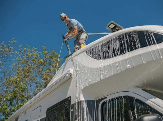RV Washing - A clean RV is more than just about appearances—it’s about preserving the integrity of your home on wheels. Dirt, grime, and road debris can accumulate over time, leading to potential damage to your paint, seals, and exterior components. Our professional RV washing service is designed to remove buildup effectively while protecting your investment. From thorough cleaning of the roof to detailing the sides and undercarriage, we use high-quality products and techniques that are gentle on your RV but tough on dirt. RV Washing - A clean RV is more than just about appearances—it’s about preserving the integrity of your home on wheels. Dirt, grime, and road debris can accumulate over time, leading to potential damage to your paint, seals, and exterior components. Our professional RV washing service is designed to remove buildup effectively while protecting your investment. From thorough cleaning of the roof to detailing the sides and undercarriage, we use high-quality products and techniques that are gentle on your RV but tough on dirt.