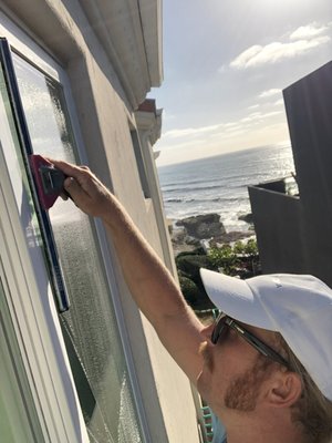 Tough window Cleaning job - Some jobs are tougher than others. On this job we had to bring out a few different tools to make sure the job was done right and the windows were sparkling. Here you can see us using the traditional window cleaning technique as well as the new Pure Water-fed Pole technology. Tough window Cleaning job - Some jobs are tougher than others. On this job we had to bring out a few different tools to make sure the job was done right and the windows were sparkling. Here you can see us using the traditional window cleaning technique as well as the new Pure Water-fed Pole technology.
