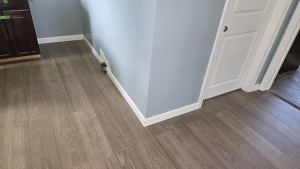 Base molding installation. - I installed base molding for my customer. He was very happy, and I was very satisfied. My customer's happiness is my satisfaction.