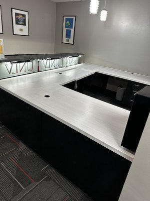 Custom Reception Desk for UNLV with standing desk portion. - Custom Reception Desk for UNLV with standing desk portion.