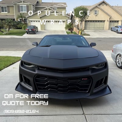 Camaro with Zl1 swapper front and back bumper - Cheetah Wrap Matte Black 

For for information contact 909-89-2164