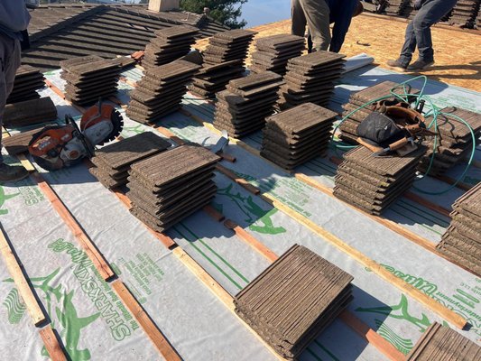Full Tile Reset and Repair - For this San Jose home, our team completed a full tile roof reset from start to finish. We began by removing every existing tile and performing a complete underlayment demo and reinstall using high-quality, waterproof materials designed to last. During the process, we found several cracked sections of wood decking, which we repaired by replacing the damaged plywood before setting the new underlayment.
Each tile was carefully cleaned, inspected, and reinstalled without a single break or chip. The result is a roof that looks brand new, performs better than ever, and will protect this home for decades to come. Full Tile Reset and Repair - For this San Jose home, our team completed a full tile roof reset from start to finish. We began by removing every existing tile and performing a complete underlayment demo and reinstall using high-quality, waterproof materials designed to last. During the process, we found several cracked sections of wood decking, which we repaired by replacing the damaged plywood before setting the new underlayment.
Each tile was carefully cleaned, inspected, and reinstalled without a single break or chip. The result is a roof that looks brand new, performs better than ever, and will protect this home for decades to come.