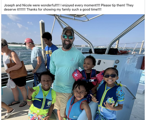 What our Customers are saying. - Happy families enjoying their Surf's Up Dolphin Cruise What our Customers are saying. - Happy families enjoying their Surf's Up Dolphin Cruise