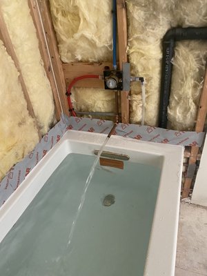 Bath tub - There was  old bath tub there and the home owner want to have larger bath and be  looks more modern so they chose this Beautiful bathtub and I did install it for them they can’t be more happy ￼￼