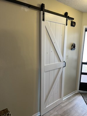 Hanging a Barn Door - Here I worked on a new barn door. Please give me a call, I'll take on anything you have! Hanging a Barn Door - Here I worked on a new barn door. Please give me a call, I'll take on anything you have!