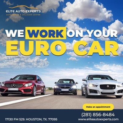 Euro Cars Repair - Are you a Euro Car owner? This is for you 🫵
Our certified technicians specialize in servicing a wide range of European car makes, delivering top-notch quality and precision in every job. Whether it's Audi, BMW, Mercedes, Volkswagen, or any other European model, we know the ins and outs to keep your vehicle in optimal condition.
Come experience the difference, make your appointment by calling us at (281) 856-8484 or through our website https://www.eliteautoexperts.com/appointments Euro Cars Repair - Are you a Euro Car owner? This is for you 🫵
Our certified technicians specialize in servicing a wide range of European car makes, delivering top-notch quality and precision in every job. Whether it's Audi, BMW, Mercedes, Volkswagen, or any other European model, we know the ins and outs to keep your vehicle in optimal condition.
Come experience the difference, make your appointment by calling us at (281) 856-8484 or through our website https://www.eliteautoexperts.com/appointments