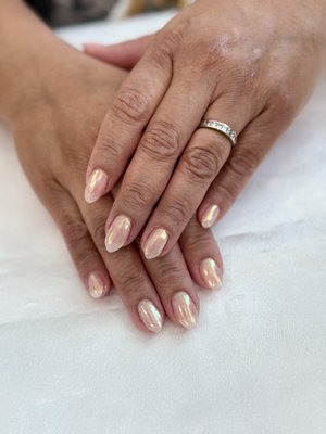 Builder Gel Nails - Builder Gel Nails  with Chrome Design