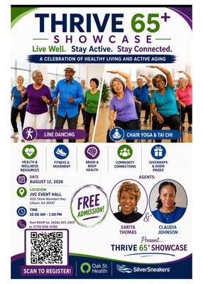 Thrive 65+ Showcase - Join us for the THRIVE 65⁺ Showcase—a FREE community event celebrating healthy living, active aging, and meaningful connections!