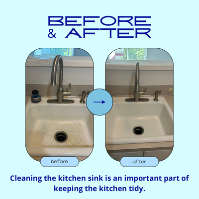 Deep Sink Refresh - A focused cleaning task aimed at thoroughly scrubbing, disinfecting, and restoring shine to the kitchen sink area, ensuring hygiene and a fresh look. Deep Sink Refresh - A focused cleaning task aimed at thoroughly scrubbing, disinfecting, and restoring shine to the kitchen sink area, ensuring hygiene and a fresh look.