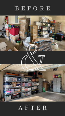 Garage Organization - Our client reached out concerned that they were no longer able to walk around their garage, let alone park in it. By the time we left they were able to fit all of their holiday Decor and long term storage items in the garage as well as both vehicles!
