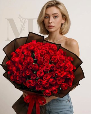 100 premium red roses bouquet - Surprise someone special with the ultimate symbol of love and luxury – a breathtaking bouquet of 100 premium red roses bouquet, hand-delivered straight to their doorstep in the Toronto area and Markham.
Prepared with the finest, long-stemmed red roses, each bloom boasts velvety-soft petals and a captivating fragrance that fills any room with romance. Whether for an anniversary, birthday, Valentine’s Day or to express your deepest emotions, this exquisite bouquet will leave a lasting impression. 100 premium red roses bouquet - Surprise someone special with the ultimate symbol of love and luxury – a breathtaking bouquet of 100 premium red roses bouquet, hand-delivered straight to their doorstep in the Toronto area and Markham.
Prepared with the finest, long-stemmed red roses, each bloom boasts velvety-soft petals and a captivating fragrance that fills any room with romance. Whether for an anniversary, birthday, Valentine’s Day or to express your deepest emotions, this exquisite bouquet will leave a lasting impression.