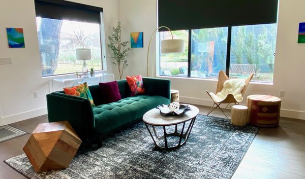 Before/After pics of JH - This amazing home nestled amidst huge oak trees in a Barton Springs neighborhood is a furnished rental that needed to be replenished and prepared for the new tenant. I loved doing the design work on this home!
