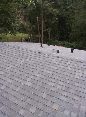 Roof installation - This roof in Grover NC 28073 had reached its life. We did a tear off, replacement of bad plywood, PRO ARMOR underlayment with 30 year Owens Corning Desert Tan shingles, ridge ventilation and all new wall and chimney flashing with a 10 year workmanship warranty. Roof installation - This roof in Grover NC 28073 had reached its life. We did a tear off, replacement of bad plywood, PRO ARMOR underlayment with 30 year Owens Corning Desert Tan shingles, ridge ventilation and all new wall and chimney flashing with a 10 year workmanship warranty.