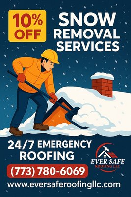 Residential & Commercial Rooftop Snow Removal - Ever Safe Roofing LLC is a trusted roofing contractor serving the Greater Chicago area.
We specialize in commercial roof snow removal, protecting buildings from structural stress, leaks, and ice-related damage during harsh Midwest winters.

With years of experience working with commercial properties, we understand the urgency, safety requirements, and efficiency needed to keep your business operating without interruptions.