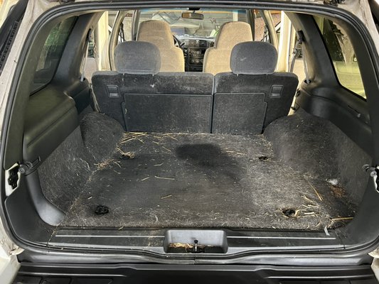 Interior deep cleaning on a 2000 Blazer - This 2000 Blazer came to us for a major interior cleaning. They called it the dog mobile. Loaded with dog hair, straw, and an oil stain. We revived this interior and brought it back to life with our interior deep cleaning service Interior deep cleaning on a 2000 Blazer - This 2000 Blazer came to us for a major interior cleaning. They called it the dog mobile. Loaded with dog hair, straw, and an oil stain. We revived this interior and brought it back to life with our interior deep cleaning service