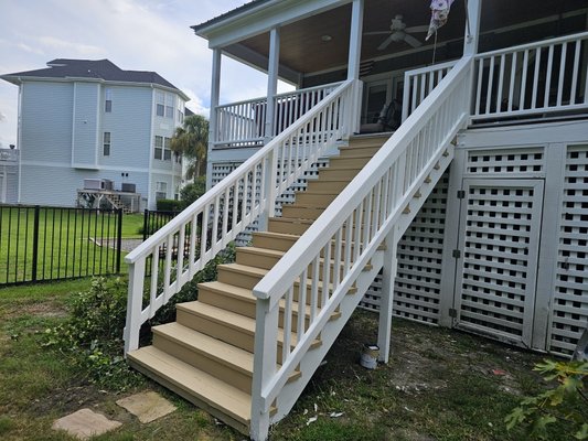 Freshly Painted Exterior Stairs - Completed a staircase renovation, including removal of old boards, installation of new ones, surface preparation, and a flawless paint finish. Freshly Painted Exterior Stairs - Completed a staircase renovation, including removal of old boards, installation of new ones, surface preparation, and a flawless paint finish.
