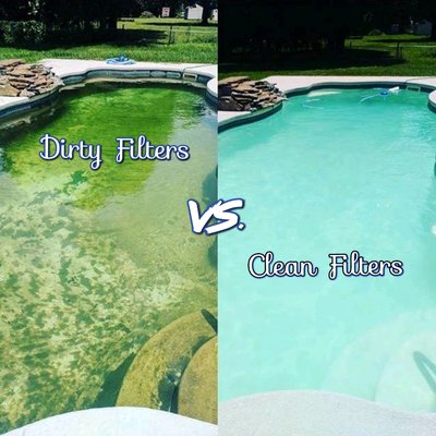 Before and After - These photos show the difference between filters that need to be cleaned or replaced vs. Clean filters. The CLEAR choice for optimal results is to ensure that your filters are in the best condition. So, let Atlantis Pool Service get the results you are looking for.