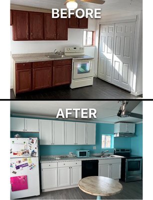 Kitchen remodel of Ren D. - This remodel was done on an older kitchen. The floors had so much termite damage, all joists in the floor and walls needed replaced. Remodel turned out well! Kitchen remodel of Ren D. - This remodel was done on an older kitchen. The floors had so much termite damage, all joists in the floor and walls needed replaced. Remodel turned out well!