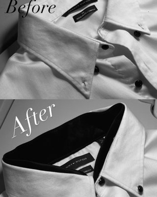 White Collar button up shirt - Our regular visitor brought another of his custom requested shirts, he always wants his alterations done in a specific way, and of course our desire is to meet the needs of of others and to successfully do the job exactly the way our clients want them done! ✨When he came for the pickup, he couldn't contain his excitement about these finished results!! We are definitely looking forward to more unique projects such as this one! 😊 White Collar button up shirt - Our regular visitor brought another of his custom requested shirts, he always wants his alterations done in a specific way, and of course our desire is to meet the needs of of others and to successfully do the job exactly the way our clients want them done! ✨When he came for the pickup, he couldn't contain his excitement about these finished results!! We are definitely looking forward to more unique projects such as this one! 😊