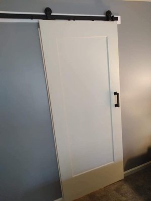 barn door installation for bathroom - this customer wanted their standard bathroom door upgraded to a barn door barn door installation for bathroom - this customer wanted their standard bathroom door upgraded to a barn door