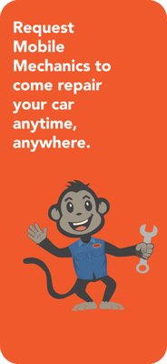 Download our Mobile App - SKIP THE SHOP - Download the Auto Monkey app to schedule your APPointment for oil changes and car repairs
in your driveway or parking space. Download our Mobile App - SKIP THE SHOP - Download the Auto Monkey app to schedule your APPointment for oil changes and car repairs
in your driveway or parking space.