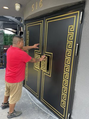 Exotic Iron Door Installation for business - We were called to a well-known club in Midtown Houston, Crave, after several other companies provided quotes but were unable to install the stunning door the client desired. We were the only team in Houston capable of completing the installation successfully. Our prices are unbeatable, and our certified installers are unparalleled in their expertise. Exotic Iron Door Installation for business - We were called to a well-known club in Midtown Houston, Crave, after several other companies provided quotes but were unable to install the stunning door the client desired. We were the only team in Houston capable of completing the installation successfully. Our prices are unbeatable, and our certified installers are unparalleled in their expertise.