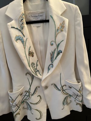 Embroidered Jacket - This jacket was saved because it has stain that was not removable we embroider it with beads. Embroidered Jacket - This jacket was saved because it has stain that was not removable we embroider it with beads.