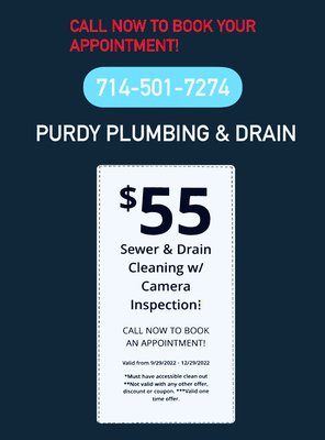 $55 Sewer & Drain Cleaning - A variety of drain jobs. No job too small
