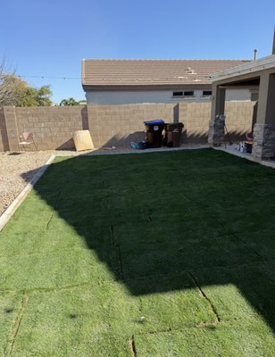 Sod install - we transformed this gravel backyard with 600Sqft of sod with Concrete Curbing Giving the backyard a beautiful upgrade. Sod install - we transformed this gravel backyard with 600Sqft of sod with Concrete Curbing Giving the backyard a beautiful upgrade.