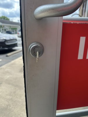 Lock Change – Retail Key Control Reset - A local retail store was down to a single working key shared by all employees, creating a major security and access control concern. We replaced the exterior door cylinder with a new InstaKey core and provided a fresh key set. Lock Change – Retail Key Control Reset - A local retail store was down to a single working key shared by all employees, creating a major security and access control concern. We replaced the exterior door cylinder with a new InstaKey core and provided a fresh key set.