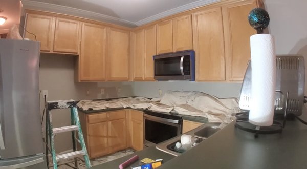 Kitchen Cabinets - This customer wanted kitchen cabinets painted along with the rest of the house. I gave them a good deal because they were on a budget. They loved how great the cabinets came out. Kitchen Cabinets - This customer wanted kitchen cabinets painted along with the rest of the house. I gave them a good deal because they were on a budget. They loved how great the cabinets came out.