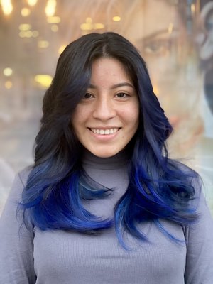 Blue Balayage highlights on dark brown hair - Blue balayage highlights on dark brown hair Blue Balayage highlights on dark brown hair - Blue balayage highlights on dark brown hair
