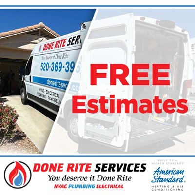 Free Estimates - Whether it's HVAC, Plumbing or Electrical, Done Rite Services Offers Free Estimates For All of Your Home Services Needs