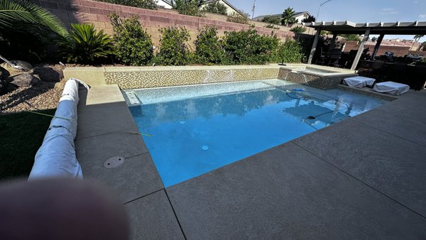 Pool Remodel with Slide and Waterfall Addition - Modernizing a pool with new plaster, tile and added a slide and waterfall Pool Remodel with Slide and Waterfall Addition - Modernizing a pool with new plaster, tile and added a slide and waterfall