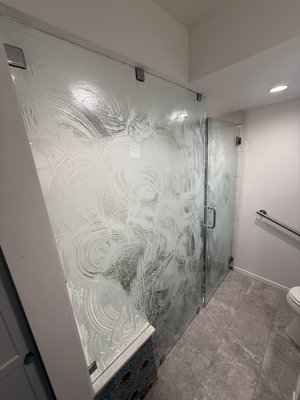 Deep cleaning for a glass shower with water stains - Special treatment for a glass shower to remove water stain and mold. Deep cleaning for a glass shower with water stains - Special treatment for a glass shower to remove water stain and mold.