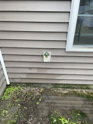 Leak on hose spigot - Customer had leaking hose spigot which was a split in the pex piping, I opened wall behind spigot and installed new hose spigot. Leak on hose spigot - Customer had leaking hose spigot which was a split in the pex piping, I opened wall behind spigot and installed new hose spigot.